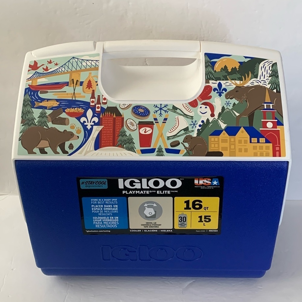 Igloo 16 Qt Playmate Elite Cooler Canada Quebec City Graphic NWT